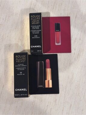 CHANEL Rouge Allure Velvet Lipstick & Liquid Velvet — Deep Red Shades